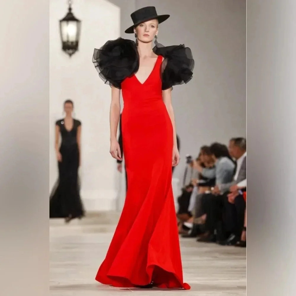 Ralph Lauren Collection Red Evening Gown Maxi Dress Spring 2013 Red Long Mermaid
